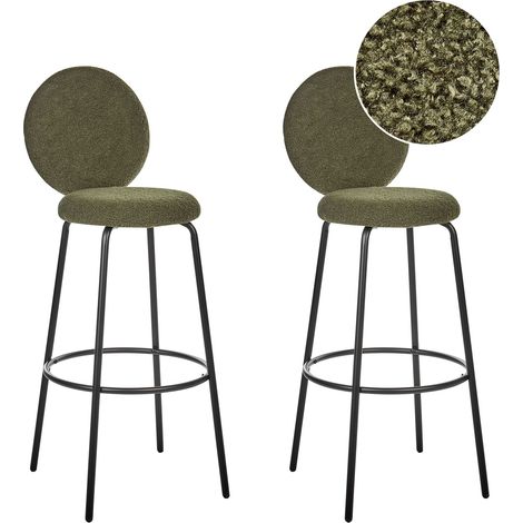 Set mit 2 Barstühlen EMERY Bouclé Dunkelgrün (1/5)