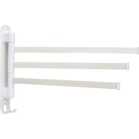 Porte-serviettes mural pivotant 3 bras acier inoxydable 304 blanc gain de place salle de bain cuisine (1/5)