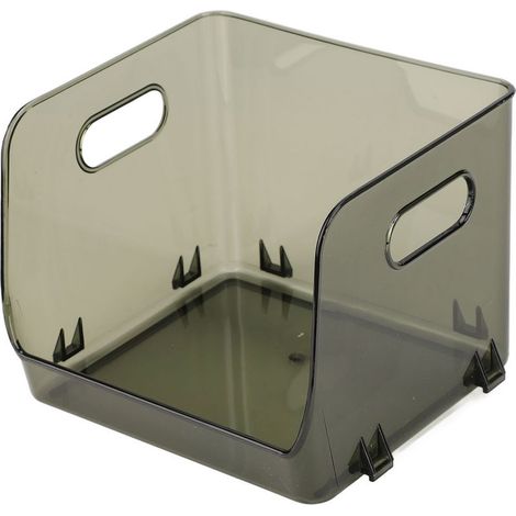 Stapelbare, wasser- und staubdichte transparente Aufbewahrungsbox aus PET mit zwei Tragegriffen, hellgrüner Bürobehälter. (1/5)