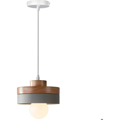 Suspension Luminaire Intérieur Vintage,Moderne Lustre Industriel en Bois Design Colonne E27 Lampe de Plafond Style Nordique (1/5)