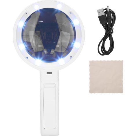 Loupe de Poche Pliable 10X avec LED, Loupe de Lecture Portable pour Livres et Cartes (1/5)