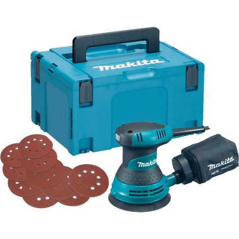 Makita BO5030 240v 5"" 125mm Random Orbital Sander + Sanding Sheets + Makpac Case (1/3)