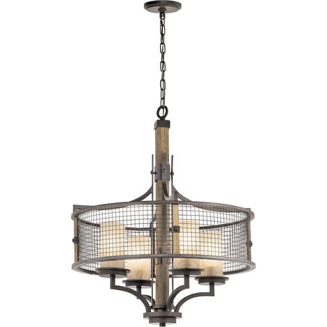Elstead Ahrendale - Lampadario Multi Braccio 4 Luce Rete Finitura Ferro, E27 (1/5)