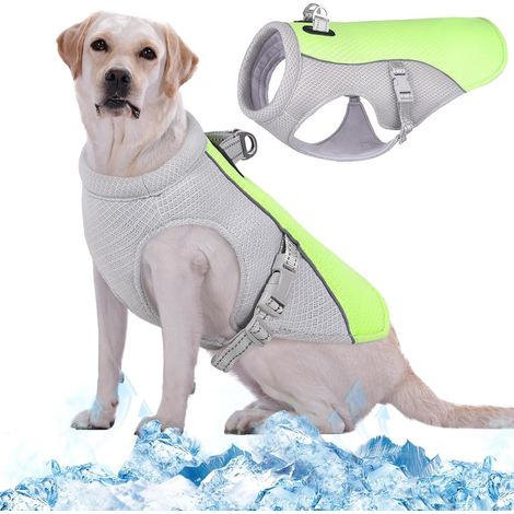 Gilet rinfrescante per cani di sicurezza, taglia L, traspirante e riflettente, ideale per l'estate. (1/4)