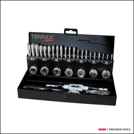 Assortiment tarauds main + filières RUKO 31 pcs HSS (1/2)
