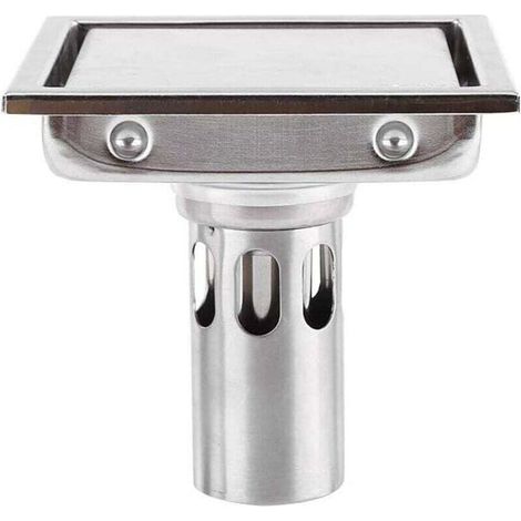 Siphon de sol carré 110 mm en acier inoxydable 304 avec filtre à cheveux pour carrelage, anti-obstruction, anti-odeur, cuisine, salle de bain, grand diamètre, toilettes, balcon