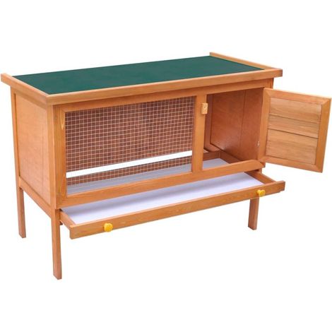 Clapier d'extérieur enclos pour petits animaux 90 x 45 x 65,5 cm 1 niveau bois
