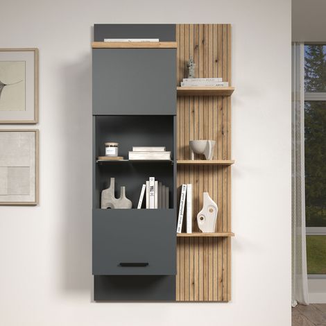 Baggio bibliothèque 1 porte, 3 étagères anthracite. (1/5)