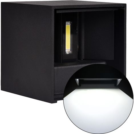 APPLIQUE LED CUBO NERO 10W LUCE FREDDA 6500K° CON DOPPIA EMISSIONE - DESIGN MODERNO IP65 PER ESTERNI (1/5)