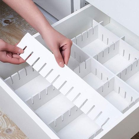 Séparateurs de tiroir blancs, 12 pièces, 39 x 9 cm, épais, PVC, organiseur de tiroir réglable à faire soi même, organiseur de vêtements modulaire pour chambre, salle de bain, cuisine, bureau, rangemen (1/5)