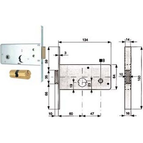 2PZ SERRATURA INFILARE FASCE CATENACCIO 2 MANDATE SCROCCO MM.64 H 805 MM.60