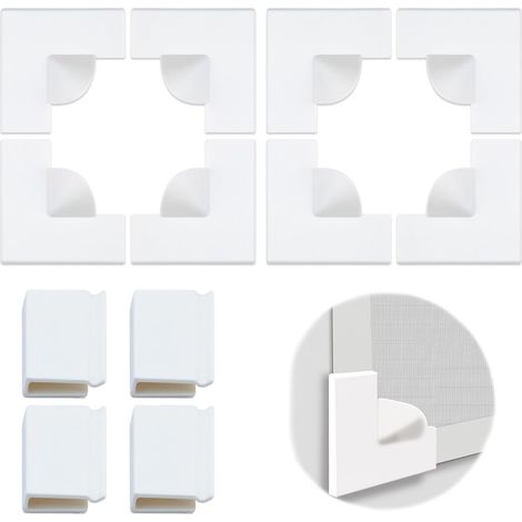 8 PCS Magnetic Window Screen Corners Accessories Kit Reinforced Corners Handles 4 Windproof Heavy Duty Clips for Seamless Repairs and Effective Mosquito Protection (Two Sets, White)