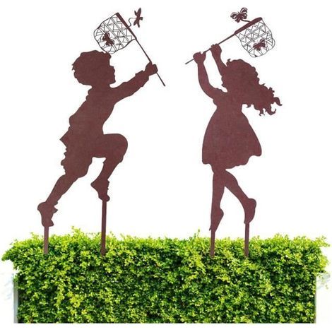 Garden Sculpture - Metal Silhouette - 2-Piece Set - Easy Installation (1/4)