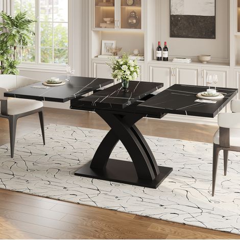 Tavolo da pranzo allungabile 160x80x76 cm in MDF nero salvaspazio - FLORAGRACE (1/5)