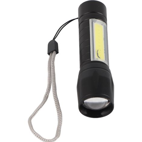Lampe torche LED rechargeable USB multifonction, puissante et portable, étanche, idéale pour camping et randonnée, en alliage. (1/4)