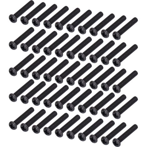 50 vis à métaux à tête cylindrique en acier DIN 7985, entièrement filetées, boulons de fixation zingués noirs, M3x16 (1/5)