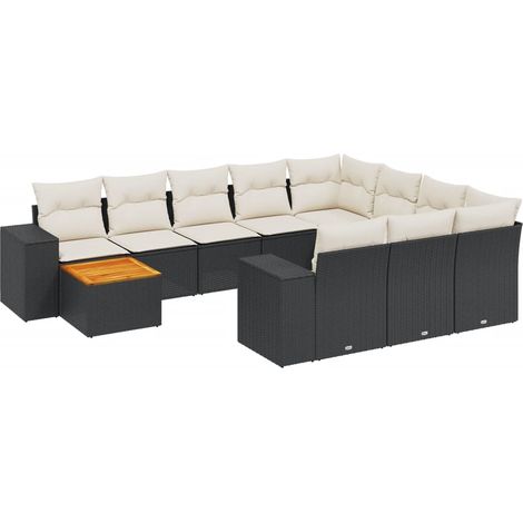 Maison Exclusive - Patio Sofa Set 10 plaza Black and Cream (1/5)