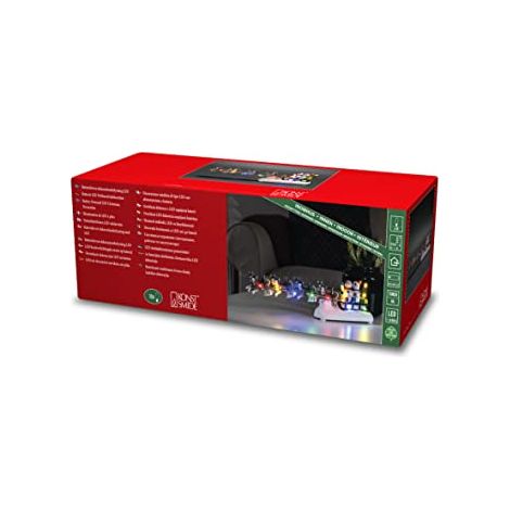 Konstsmide Scenario LED Pupazzo di neve con slitta per cani, timer 6H, 10 diodi colorati, funzionamento a batteria, interno – 4242-000 (1/4)