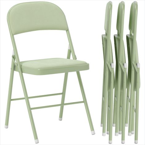 Banc de salle à manger Velours vert lot de 4 chaises pliantes (1/5)
