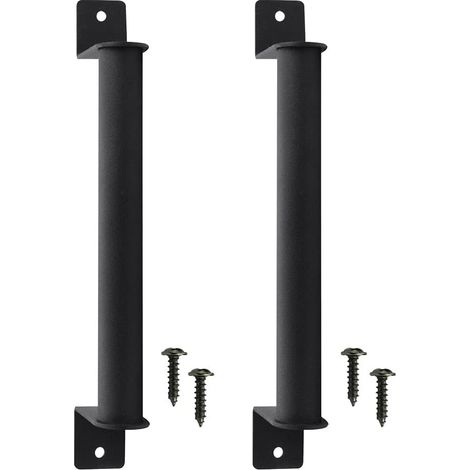 Ensemble de 2 poignées robustes pour porte de grange, quincaillerie pour porte de grange avec 4 vis (M4x15mm), poignée de porte noire pour porte coulissante de grange, placard ou portail en bois