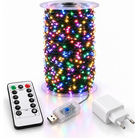 Luci per albero di Natale, 500 LED, fino a 50 m, con telecomando e cavo USB. (1/5)