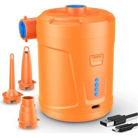 Electric Air Pump, 5200mAh Rechargeable Battery, Air Mattress Inflator with 3 Nozzles, Fast Inflator for Inflatable Boats and Air Mattresses. (1/5)