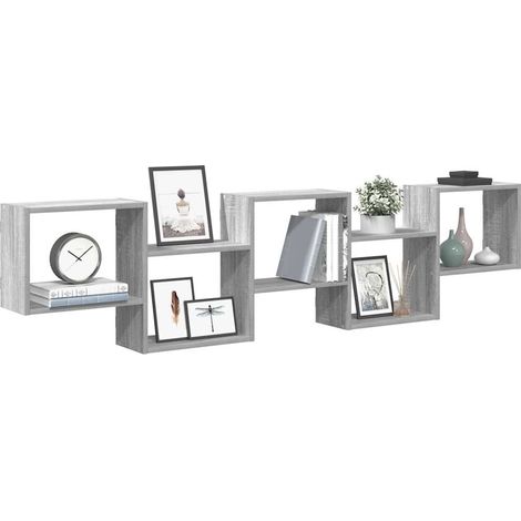 Étagère cube murale 5 compartiments  gris