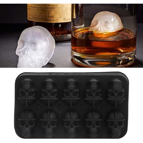 Totenkopf-Eiswürfelform aus schwarzem OPP (10 Stück), Halloween-Serie (1/5)
