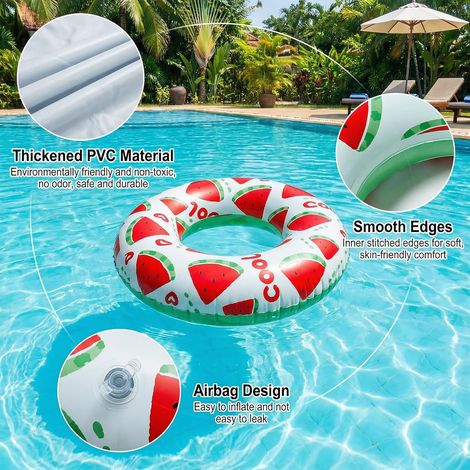 JSSEVN-Anneau de Natation Adulte, Gonflable Anneaux de Natation Pastèque, Bouée Adultes Jouet Aquatique pour Vacances à la Plage et Fête d'Été à la Piscine (1/5)
