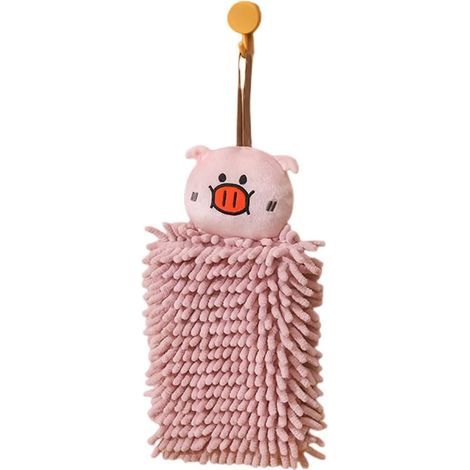 Set di 1 asciugamano in ciniglia double face con passanti per appenderlo, morbido per bagno e cucina, rosa (1/4)