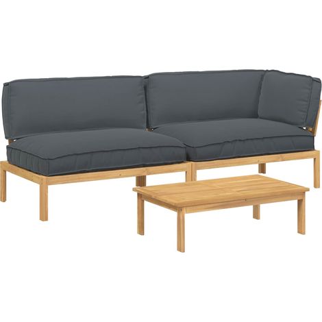 Set di divani 3 pcs Antracite Legno di Acacia Massello vidaXL (1/5)