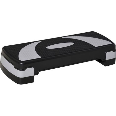HOMCOM Stepper Fitness Aérobic hauteur réglable 10/15/20 cm surface antidérapante 80 x 31 x 20 cm noir gris