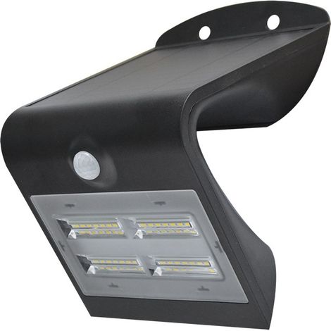Applique murale LED solaire 4W 500 lumens – Détecteur crépusculaire – IP65 – Finition noire – 4000K – Pour extérieur – Miidex Lighting (1/10)