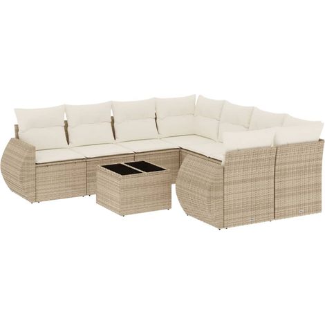 Maison Exclusive - Set de sofás de jardín 9 pzas con cojines ratá (1/3)
