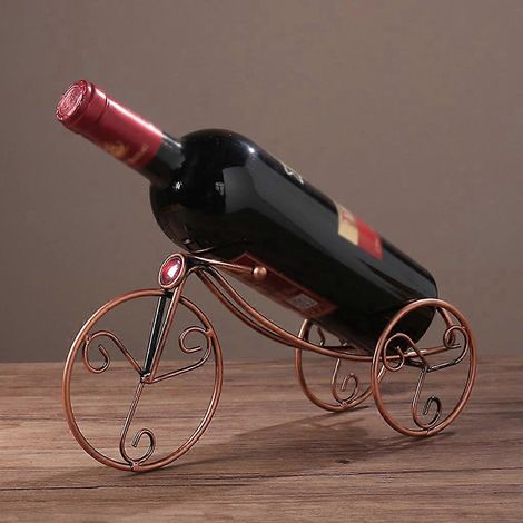 Porte-bouteilles vintage en forme de tricycle, en fer forgé, pour comptoir, bar ou décoration intérieure. (1/4)