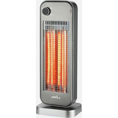 Estufa eléctrica de carbono Clayton 900w plata/negro 2pot 2elem. Antivuelco, oscilante 68,5x25x20cm