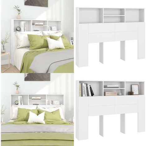 Armoire de tête de lit Blanc 140x19x103,5 cm - Tête De Lit - Rangement Mural - Design Contemporain - Tête De Lit Blanche - Mobilier Chambre - Home & Living (1/5)