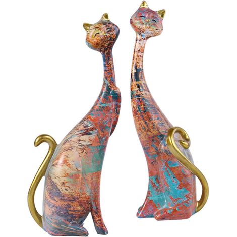 Decorative Resin Cat Figurines, 2 Pieces, for Living Room and Office (1/5)