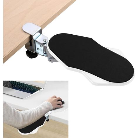 Repose Bras Ergonomique pour Bureau, Support de Repose-poignet Rotatif à 180°, Coude Support Extension Bureau Repose d’avant Bras Réglable d'Ordinateur pour Travail Étude, Blanc (1/5)