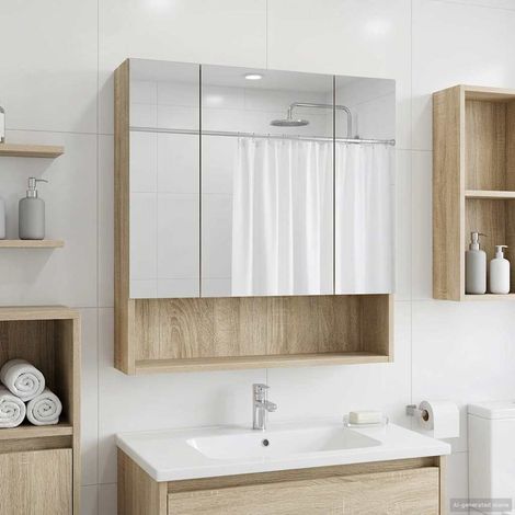 vidaXL  Bathroom Mirror Cabinet  with Shelf Sonoma Oak 60 x 14.5 x 70 cm