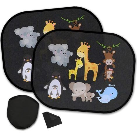Pare Soleil Voiture Bébé, 2 Pièces par Soleil pour Voiture 45x36cm par Soleil pour Voiture Pas Besoin de Ventouse Protection UV Pare Soleil Voiture Arriere avec Motif Animal Intéressant (1/5)
