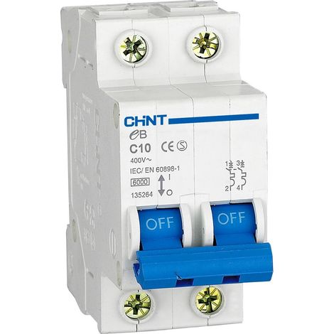 Interruttore magnetotermico 2p 20a 4,5ka curva c eb/c20-2p-4,5 chint 186467 (1/2)