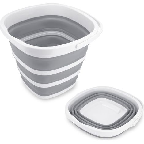 Seau robuste pliable – Seau de pêche, seau à eau pliable, seau à vadrouille de nettoyage avec poignée pliable (10 L) (1/5)