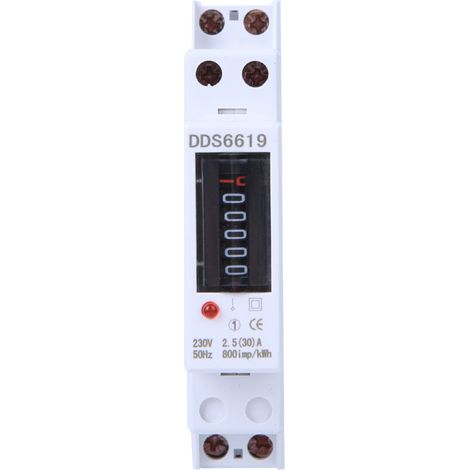 Contatore di energia digitale monofase, montaggio su guida DIN, contatore kWh, 1P per elettrodomestici monofase, 230 V, DDS6619-001, elettricità kWh (30 A) (1/5)
