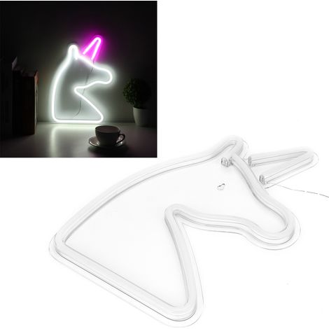 Lampe néon LED rose et blanche, enseigne lumineuse alimentée par USB, décoration pour chambre, fêtes et festivals (1/5)
