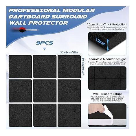 Felt Wall Sign Push Pins, 9 mm Thick Cork Wall Picture Photos, 30 x 30 cm Wall Panels Home, Offices School Black (1/4)