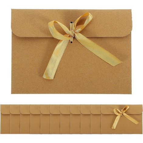 Lot de 50 enveloppes en papier kraft pour cartes de vœux, style vintage, idéales pour le bureau.-17.3x12.5x0.1cm-Golden