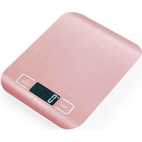 Bilancia da cucina digitale 5 kg/1 g con display LCD, 6 unità di misura, funzione tara. Accessorio da cucina per dolci, caffè, cibo per animali, regalo per donne, rosa