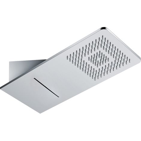 Soffione doccia a parete acciaio inox punta quadrata con cascata (1/5)