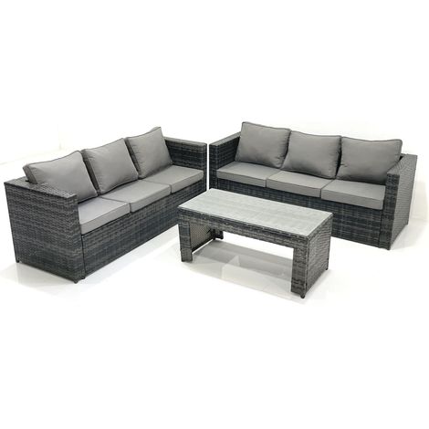 Fimous Garden Outdoor Rattan Furniture Set with Sofa Coffee table Dark Grey Mixed (1/5)